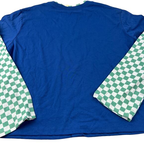 Rugrat's Women's Blue Checkered Reptar Long Sleeve Graphic T-Shirt - 2X - NWT - Picture 7 of 7